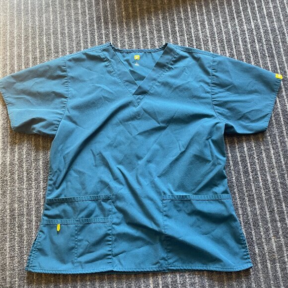 WonderWink Scrub Top  Blue Unisex Size Large - Picture 2 of 5